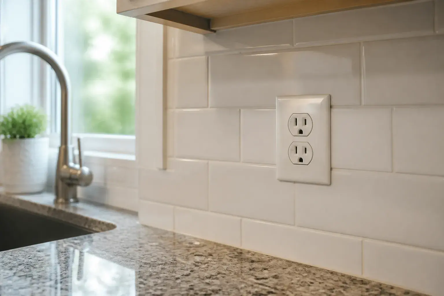 Restored kitchen outlet area in a finished home