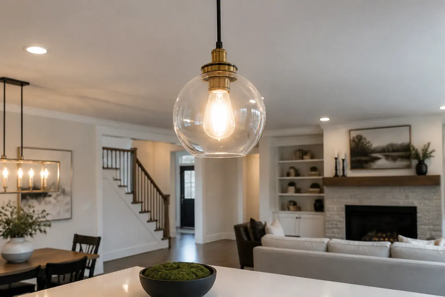 Finished home lighting fixture with soft even glow